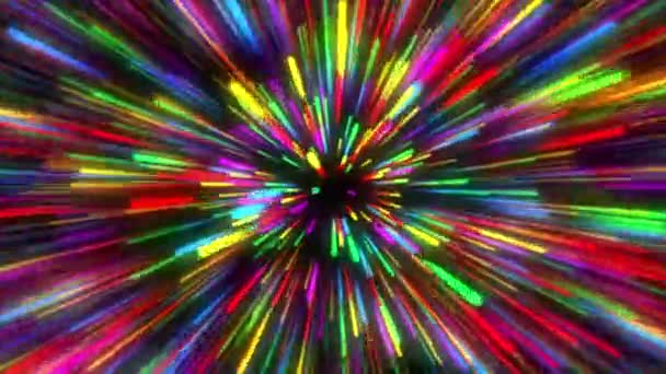 Bintang Meledak Neon Baris Ruang Abstraksi Kualitas Tinggi Footage Warna — Stok Video