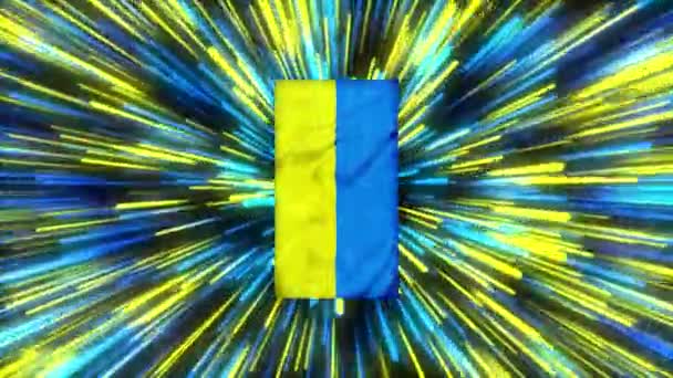 Verticale Beelden Van Oekraïense Vlag Blauw Gele Vliegende Kosmische Ruimteachtergrond — Stockvideo