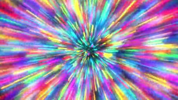 Bintang Meledak Neon Rainbow Baris Ruang Abstraksi Cuplikan Kualitas Tinggi — Stok Video