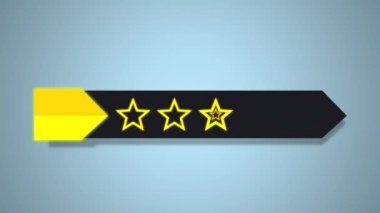5 gold Stars Rating on stylysh lower third appears isolated on Green Screen with rate numbers counter. Animation for Business, App, Game, Store, Rating Five Yellow Stars for Customer Quality.