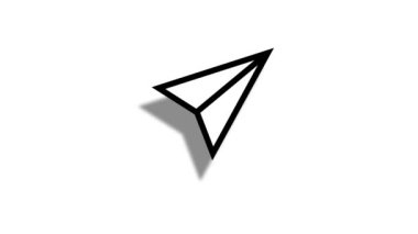 Stylish animation of plane message button. Video of mouse cursor clicks on plane direct message icon with alpha channel. Element for instagram, messenger, social ntwork concept
