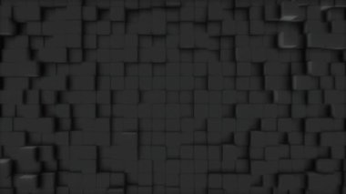 3D şekiller kusursuz bir video gibi hareket ediyor. Koyu gri, pürüzsüz, hareketsiz karelerin arka planı