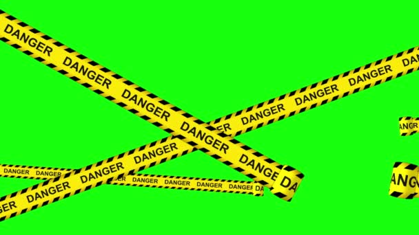 Video Nebezpečí Varování Černé Žluté Pásky Pruhy Pozadí Chroma Klíč — Stock video