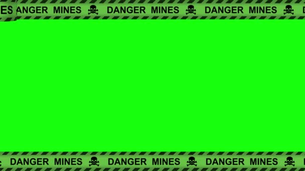 Vereinzelte Grüne Klebebänder Mit Khakifarbenen Streifen Umrahmen Das Minenfeld Das — Stockvideo