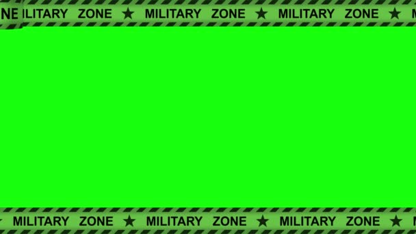 隔離された危険テープカーキストライプ戦争エリア垂直映像 ソーシャルメディアネットワークのスターコンセプトで警告軍ゾーンの単語 — ストック動画