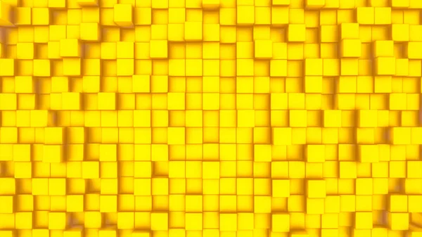 3Dキューブ表面抽象的な金黄色のイラスト 影のある黄色8K画像の正方形の背景 — ストック写真
