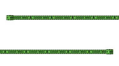 İzole edilmiş yeşil bant haki rengi çizgiler mayın tarlası çerçeve sınır çizimi. Askeri bölge uyarı sembolü kavramı. Yüksek kalite 8K resim
