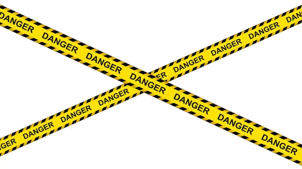 Image Two Danger Caution Yellow Black Tapes Stripes White Isolated — Stock Photo, Image