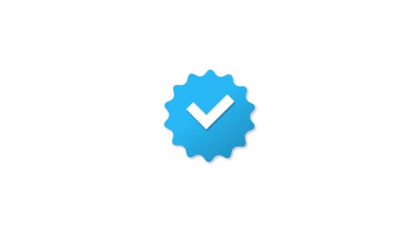 Blue Mark Check Popups Ribbons Isolated Background Social Media Verification — Stock Video