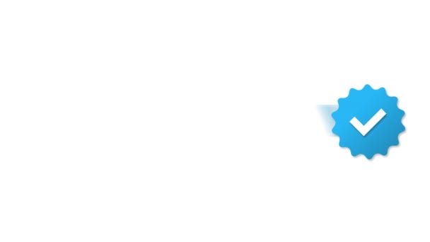 蓝色勾选标记滚动和独立背景动画的验证标题 社交媒体网络验证信令用户身份徽章概念4K视频 — 图库视频影像