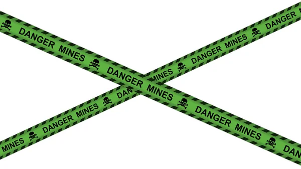 Turning Rolls Green Tape Khaki Stripes Scull Landmines Image Military — Stock Photo, Image