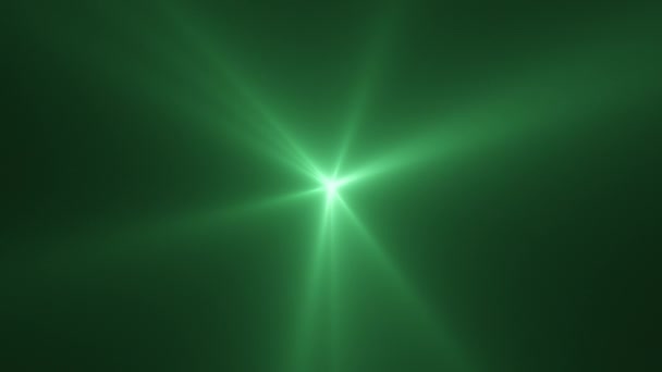 Zapętlona Animacja Zielonych Świateł Punktowych Promienie Świecące Światła Soczewki Optyczne — Wideo stockowe