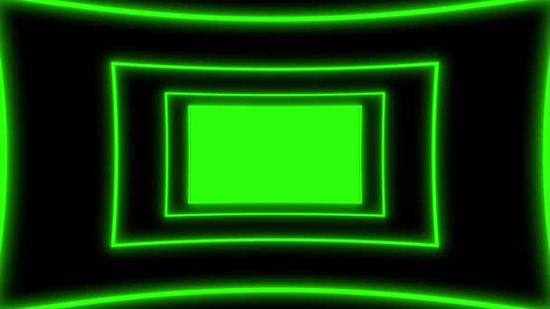 Geanimeerde Energie Neon Schermen Toekomstige Cyber Elektrische Groene Abstracte Achtergrond — Stockvideo