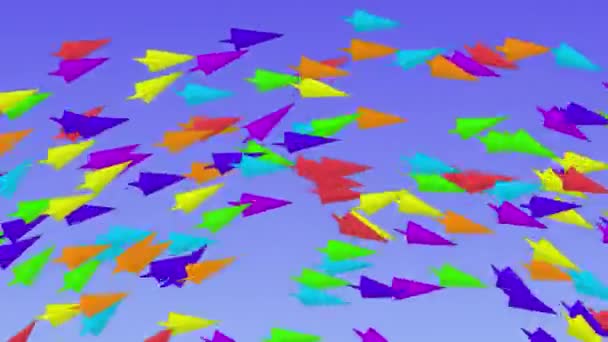 Hecho Mano Origami Coloridos Aviones Bucle Transición Papel Arco Iris — Vídeo de stock