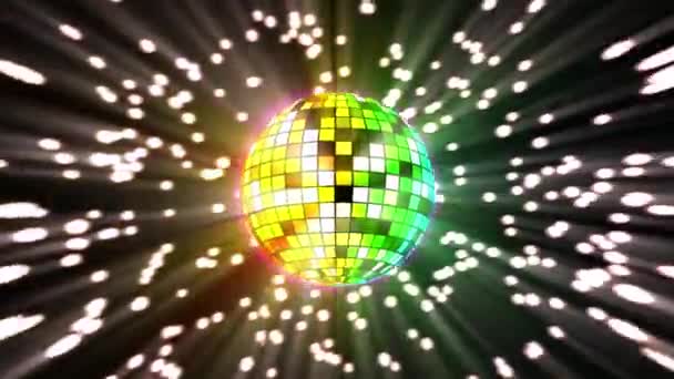 Bola Discoteca Pista Baile Loop Video Vibrante Arco Iris Colores — Vídeo de stock