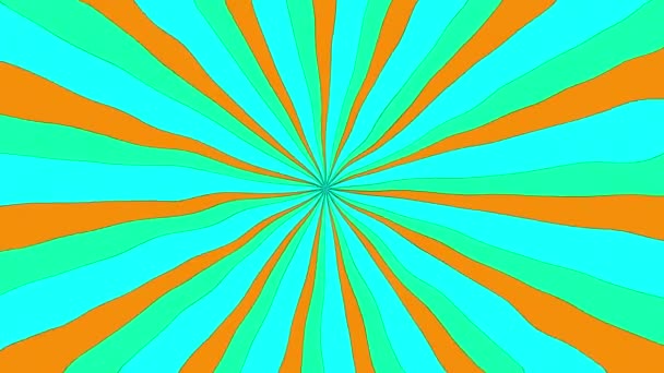 Multicolor Wellig Orange Teal Cyan Flache Streifen Loopten Abstrakte Cartoon — Stockvideo