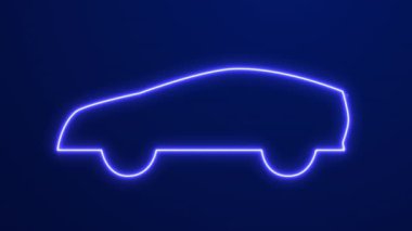 Elektro-araba şarj noktası istasyonu neon flaş videosu. Elektrikli araç alfa kanalıyla parlayan güç kablosunu şarj ediyor. Yüksek kalite 4k görüntü