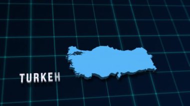 Türkiye dijital coğrafi haritası 3d video koordinatların video girişi. Avrupa ülkesi coğrafi arka planı 4K animasyon açıcı