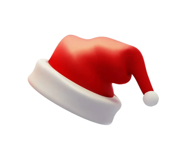 Καπέλο Σάντα Καπέλο Απομονώνονται Λευκό Φόντο Ρεαλιστικά Κόκκινα Καπέλα Santa — Διανυσματικό Αρχείο