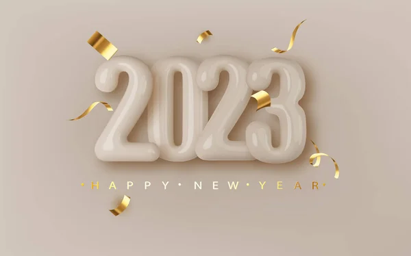 Feliz Año Nuevo Banner Con 2023 Número Brillante Tarjeta Felicitación — Vector de stock