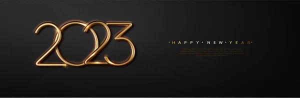 黑色背景的2023年金光闪闪Greeting Design Realistic Gold Metal Number Year — 图库矢量图片
