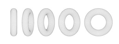 Wireframe Torus outline. Molecular grid. Futuristic connection structure for chemistry and science.