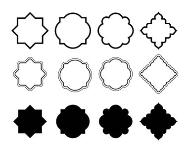 Arabic shape traditional islamic style silhouettes. Illustration of black silhouettes Ramadan kareem icon.