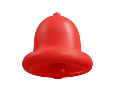 Notification Bell 3d icon isolated on white background. Realistic red ringing bell for social media reminder