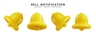 3d vektör bildirim ileti çan simgesi uyarısı ve alarm simgesi.