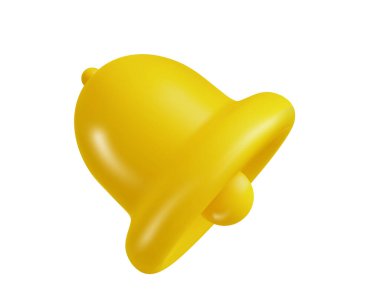 Notification Bell 3d icon isolated on white background. Realistic yellow ringing bell for social media reminder