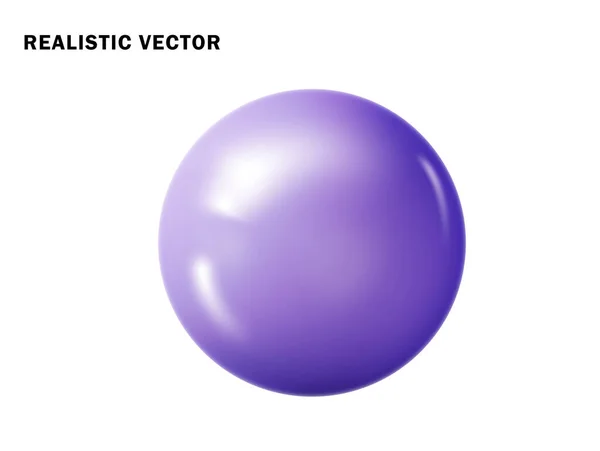 보라색 현실적 광택나는 떨어져 있습니다 구체의 기하학적 — 스톡 벡터