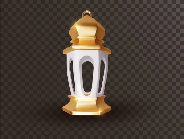 Lâmpada Ornamental Muçulmana Lanterna Ouro Fanouts Isolado Fundo Transparente —  Vetores de Stock