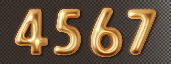 金铬数字设置3D现实 金属黄金光泽字体编号4 封面设计 生日或结婚周年宴会请柬设计装饰 — 图库矢量图片