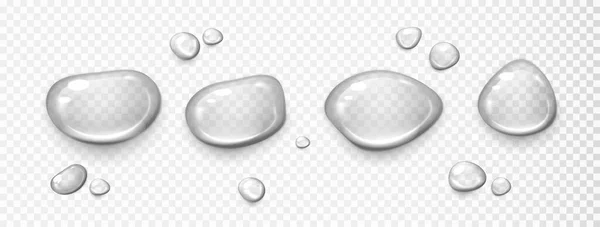 Waterdruppels Realistische Druppels Condensatie Het Raam Het Oppervlak Geïsoleerde Transparante — Stockvector