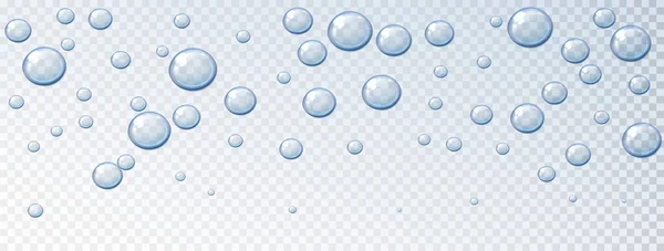Gotas Agua Iluminando Realista Dropson Superficie Líquido Aislado Sobre Fondo — Vector de stock