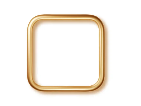 Goldrand Weiches Eckquadrat Mit Schatten Isoliert Auf Weißem Hintergrund Goldener — Stockvektor