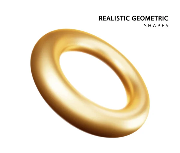 Realistic Tor Isolated White Background Vector Geometric Golden Rings Minimal — Stockvektor