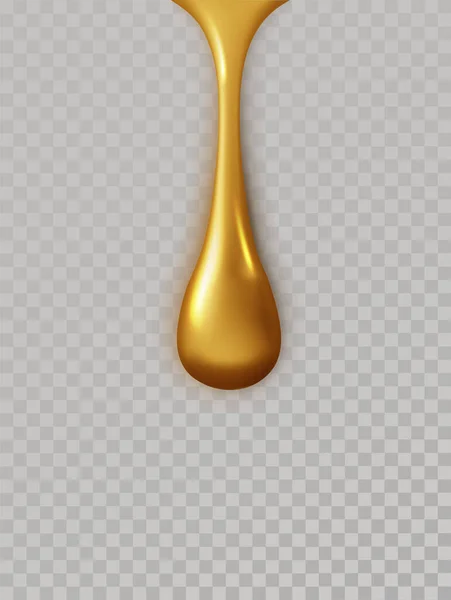 金色的油滴在黑暗中隔绝 化妆品液态产品或燃料金油液滴的概念 保健和医药标志 — 图库矢量图片