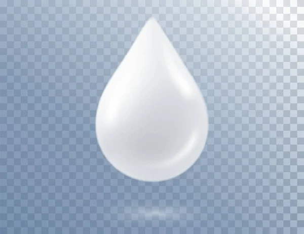 Белая Реалистичная Капля Молочной Жидкости Косметического Продукта Изолирована Векторная Блестящая — стоковый вектор