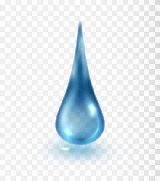 Baisse Bleue Isolée Sur Fond Transparent Goutte Sérum Cosmétique Translucide — Image vectorielle