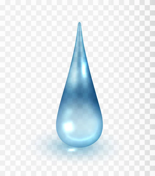 Čistá Voda Realistická Modrá Kolagenová Kapka Izolovaná Lesklý Křišťálový Objekt — Stockový vektor