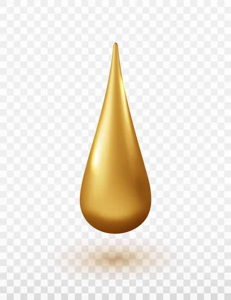 白い背景に分離された黄金の油滴 現実的なコラーゲンのエッセンス 3Dビタミンアイコン 医療の概念 — ストックベクタ