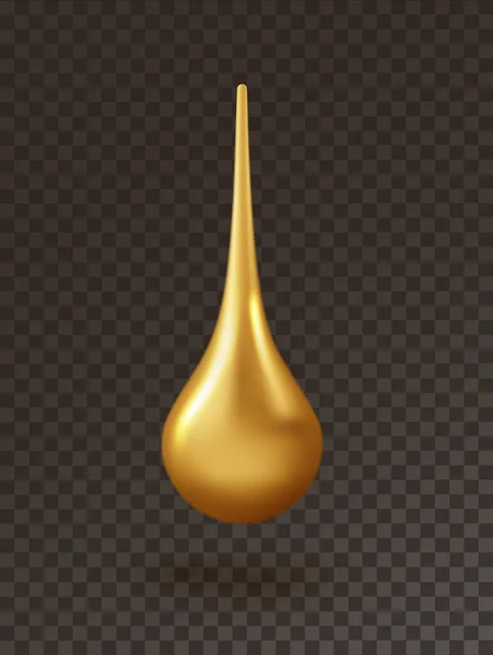 Золотая Капля Крома Изолирована Прозрачном Фоне Капля Крема Загара Лосьон — стоковый вектор