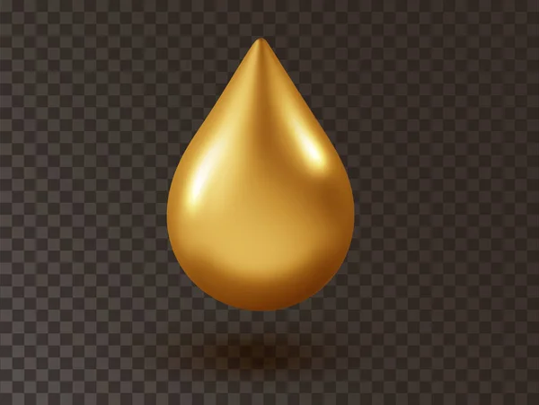 黄金油滴隔离 现实的胶原蛋白精华 3D维生素图标 保健和医药概念 — 图库矢量图片