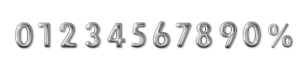 Imposta Numeri Cromati Argento Sfondo Bianco Elemento Design Vendita Banner — Vettoriale Stock