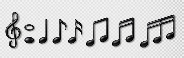 Набор Музыкальных Нот Музыкальные Знаки Реалистичные Векторные Символы Прозрачном Фоне — стоковый вектор