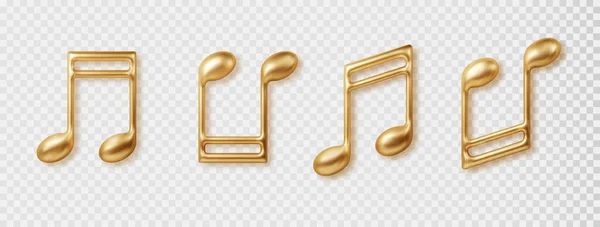 Musical Notes Icon Golden Color Collection Set Classic Music Symbols — Stock Vector