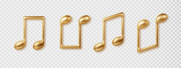 Icono Notas Musicales Colección Color Dorado Conjunto Símbolos Música Clásicos — Vector de stock
