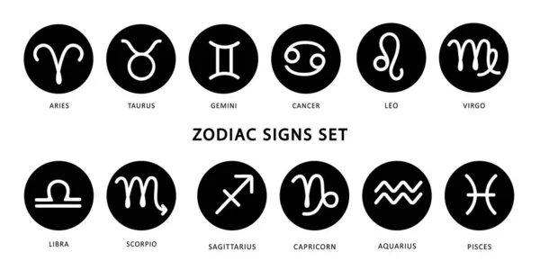 Icônes Signe Zodiaque Symboles Calendrier Astrologique Horoscope Élément Conception Vectorielle — Image vectorielle