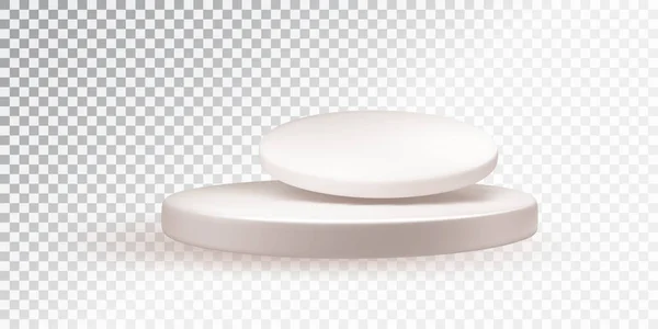 3D现实的白色圆形讲台隔离 产品展示 获奖者奖励 展示化妆品的舞台平台 — 图库矢量图片
